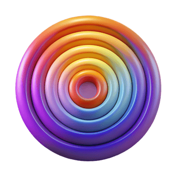 stunning contemporary vibrant modern A series of concentric circles, radiating outwards in a pulsating rhythm, rendered in a gradient of vibrant, spectral colors exclusive exclusive png