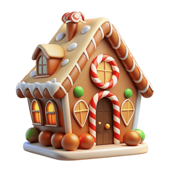 dramatic traditional dramatic minimalist A gingerbread house, covered in icing and candy, warm, inviting, festive, Christmas lights twinkling genuine professional png