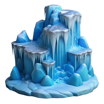 elegant artistic beautiful abstract A frozen waterfall in winter, intricate ice formations, cool blue tones, photorealistic, premium detailed png
