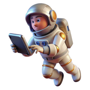 serene modern impressive abstract A lone astronaut floating in space, holding a futuristic tablet displaying complex data, dramatic backlighting, realistic style professional detailed png