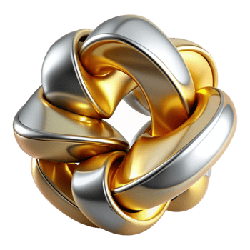 magnificent traditional serene abstract Interlocking, biomorphic shapes in metallic silver and gold, reflecting a warm, golden light, rendered in a sleek, futuristic style genuine professional png