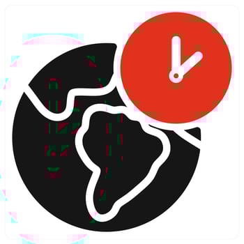Global Time Zone icon concept in red color vector