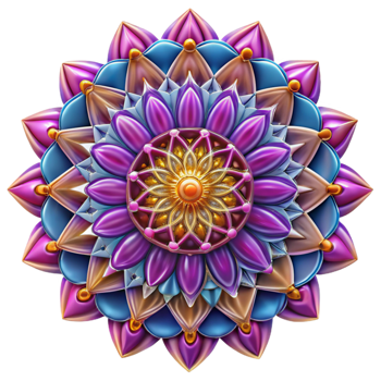 elegant traditional stunning traditional A kaleidoscopic pattern of intricate, geometric mandalas, rendered in vibrant, saturated colors, with a symmetrical, mirrored composition, lit by a bright,... png