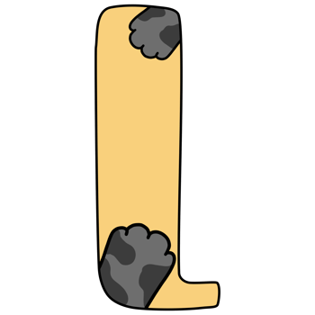 Hand drawn uppercase L with cat paw png