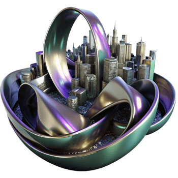 wonderful artistic dramatic vintage Flowing ribbons of liquid mercury, reflecting distorted images of a fragmented cityscape, under a dim, atmospheric light. Dark fantasy style premium professional png