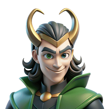 vibrant contemporary serene modern A mischievous Loki transforming into a raven, rendered in a stylized, graphic novel style with sharp lines and contrasting colors original professional png