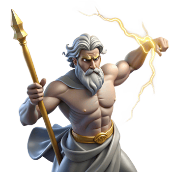 serene classic elegant classic A powerful Zeus hurling a lightning bolt from Mount Olympus, depicted in a dramatic, Renaissance style with realistic details and intense lighting genuine authentic png