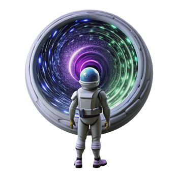 stunning vintage magnificent traditional A lone astronaut gazing at a giant, swirling vortex of binary code in space, nebula lighting, cosmic horror style high quality high quality png