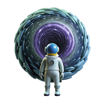 stunning vintage extraordinary abstract A lone astronaut gazing at a giant, swirling vortex of binary code in space, nebula lighting, cosmic horror style premium detailed png