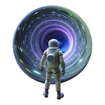 dramatic vintage extraordinary artistic A lone astronaut gazing at a giant, swirling vortex of binary code in space, nebula lighting, cosmic horror style detailed genuine png