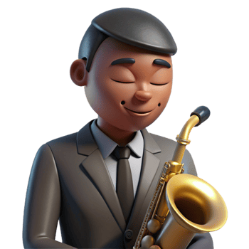 beautiful vintage stunning artistic Portrait of a jazz musician with a saxophone, lost in the music with eyes closed. Moody, low-key lighting. Black and white photography style genuine detailed png