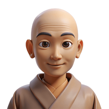 vibrant modern beautiful modern Portrait of a serene monk with a shaved head, wearing simple robes and a peaceful expression. Soft, natural lighting. Spiritual art style 4K premium png