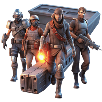 magnificent modern wonderful minimalist A group of space pirates, clad in tattered leather and wielding laser pistols, boarding a derelict spaceship, illuminated by flickering emergency lights and... png