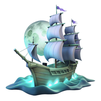 beautiful abstract vibrant vintage A spectral ghost ship sailing through a stormy, moonlit sea, dramatic lighting, romanticism style authentic 4K png