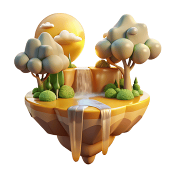 extraordinary rustic vibrant modern A whimsical, floating island with waterfalls cascading down its sides, golden hour lighting, dreamlike style high quality original png