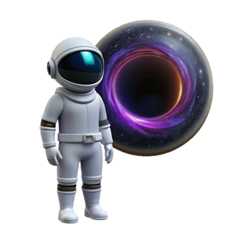 stunning abstract vibrant vintage A lone astronaut, wearing a sleek, white spacesuit, gazing at a colossal black hole swirling with vibrant colors, lit by the distant glow of a nebula professional... png
