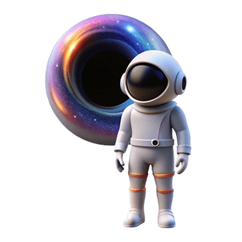 extraordinary artistic beautiful rustic A lone astronaut, wearing a sleek, white spacesuit, gazing at a colossal black hole swirling with vibrant colors, lit by the distant glow of a nebula... png