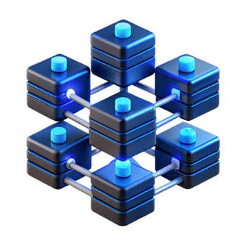 impressive modern magnificent artistic A network of interconnected servers, glowing with data streams and activity lights, forming a complex, abstract structure, illuminated by a cool, electric... png