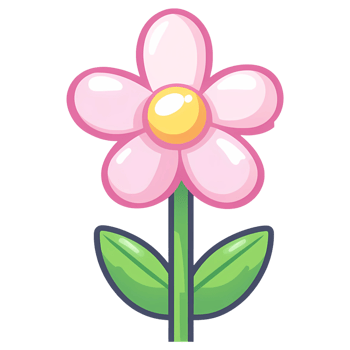 Beautiful Pink Flower and Lush Green Leaves png