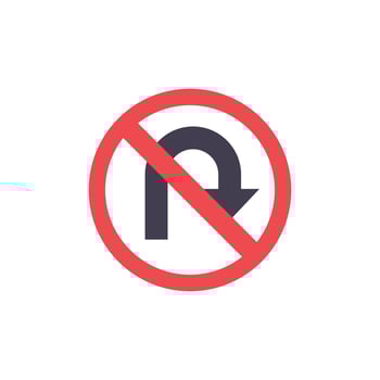 No turn sign on white background. No U Turn Icon. vector