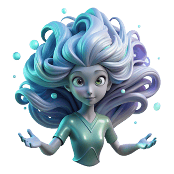 magnificent classic serene traditional A beautiful, ethereal alien with flowing, bioluminescent hair, floating in zero gravity. Surrounding her are swirling particles of light and energy.... png