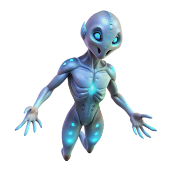 extraordinary traditional magnificent abstract An alien creature with translucent skin and glowing internal organs, floating in a dark, otherworldly environment.... png
