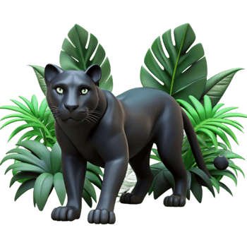 extraordinary vintage stunning vintage A sleek black panther stalking through a dense jungle, dramatic lighting, film noir style exclusive genuine png