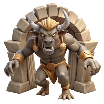 stunning traditional serene traditional A fearsome minotaur charging through a labyrinthine dungeon, dynamic lighting, Frank Frazetta style professional high quality png