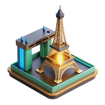 vibrant creative beautiful minimalist A 3D printer constructing a miniature replica of the Eiffel Tower, glowing filament, close-up shot, industrial design style genuine detailed png