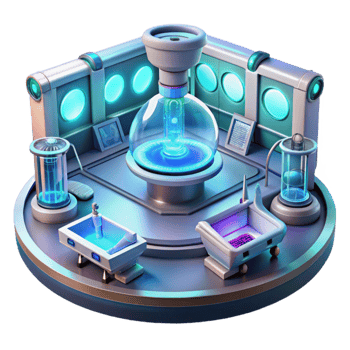 serene contemporary extraordinary abstract A futuristic laboratory filled with holographic displays and advanced technology, clean, sterile aesthetic, bright, even lighting high resolution authentic png