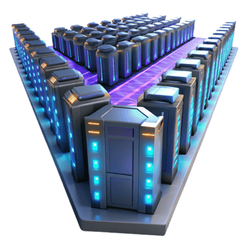 magnificent abstract beautiful minimalist A giant server farm extending into infinity, rows of glowing servers, science fiction style, low-key lighting genuine detailed png