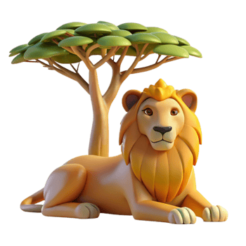 impressive creative impressive vintage A regal lion pride resting beneath the shade of an acacia tree on the African savanna, bathed in warm, late afternoon sunlight, in a National Geographic... png