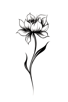 A black and white drawing of a flower png