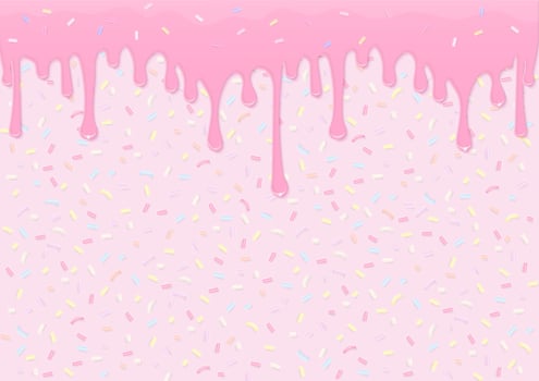 Pink icing with pastel sugar sprinkles background vector