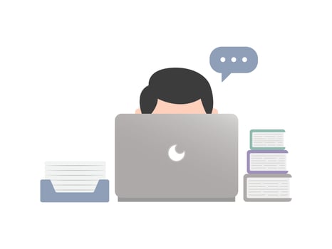 Laptop flat design illustration. businessman flat design. digital marketing illustration. web designer. modern minimalist design vector