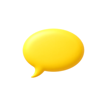 Yellow Speech Bubble on Transparent Background 3D Chat Icon png