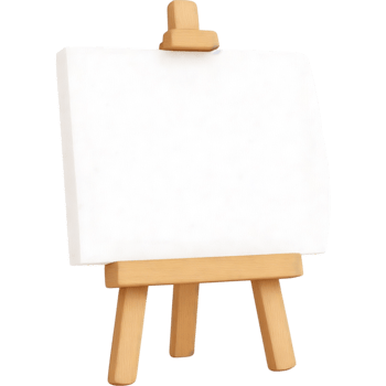 Small Wooden Easel with Blank White Canvas Slightly Angled View png