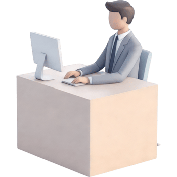 Three Dimensional Render of Businessman Working at Computer png