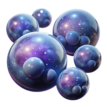 wonderful rustic A field of floating, translucent orbs, filled with swirling galaxies and nebulae, illuminated by the soft glow of distant stars exclusive png