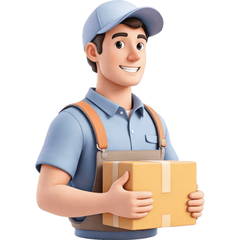 3D Cartoon Delivery Man with Package png