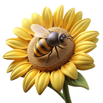 vibrant contemporary A close up of a bee collecting pollen from a sunflower, macro photography with shallow depth of field, warm summer lighting professional png