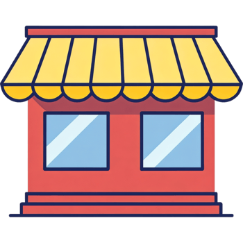 Simple Red Storefront with Yellow Awning png