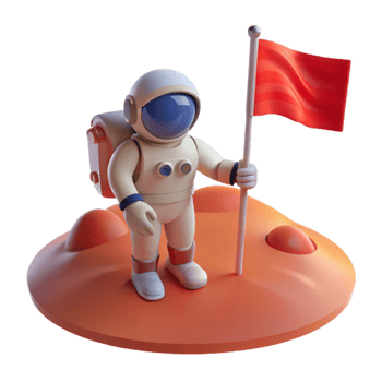 serene artistic A lone astronaut, planting a flag on a desolate, red planet, illuminated by the harsh glare of a nearby sun. Photorealistic, documentary style authentic png