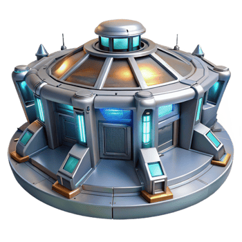 elegant traditional A futuristic space station, sleek metallic surfaces and glowing panels, bright, sterile lighting. Sci fi, realistic detailed png