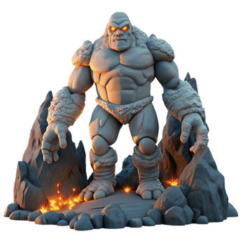 beautiful abstract A colossal, ancient golem emerging from a mountainside, dramatic lighting, dynamic pose, matte painting style, high resolution png