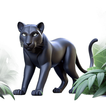 elegant classic A sleek black panther prowling through a dense jungle, dappled sunlight filtering through the leaves, in a dramatic, chiaroscuro style authentic png