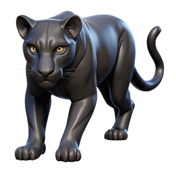 vibrant contemporary A sleek black panther prowling through a dense jungle, dappled sunlight filtering through the leaves, in a dramatic, chiaroscuro style premium png