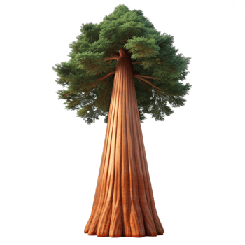 magnificent traditional A giant sequoia tree reaching towards the sky, bathed in soft, diffused light, in a majestic, awe inspiring style high quality png