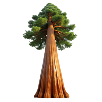 elegant classic A giant sequoia tree reaching towards the sky, bathed in soft, diffused light, in a majestic, awe inspiring style premium png