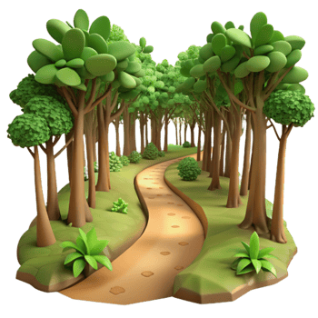 stunning traditional A winding dirt path through a dense forest, with dappled sunlight filtering through the leaves, rendered in a realistic style with a shallow depth of field professional png